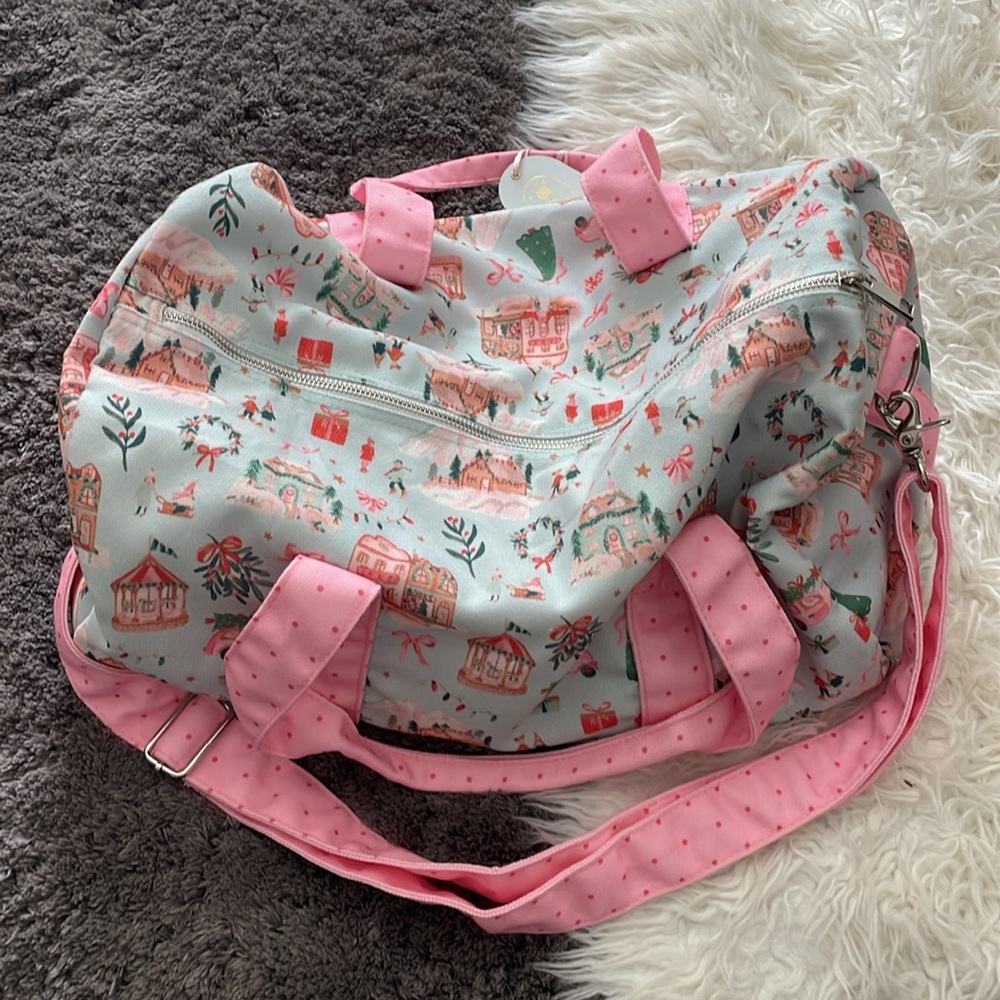 SweetHoney Winter Cottage Christmas Luggage Ginger Bread Duffel Weekender Bag